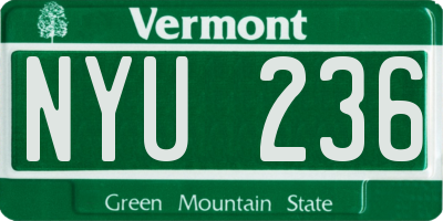 VT license plate NYU236