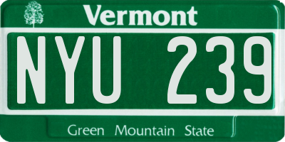 VT license plate NYU239