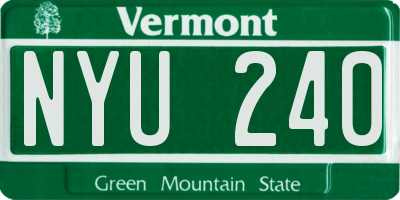VT license plate NYU240