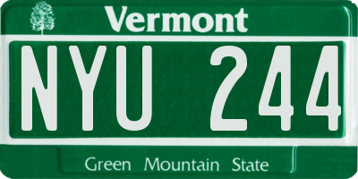 VT license plate NYU244