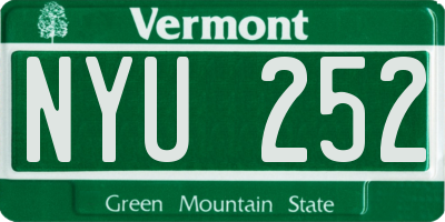 VT license plate NYU252