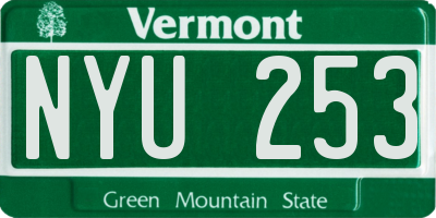 VT license plate NYU253