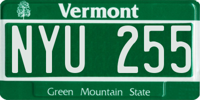 VT license plate NYU255