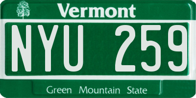 VT license plate NYU259