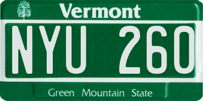 VT license plate NYU260