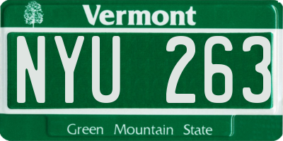VT license plate NYU263