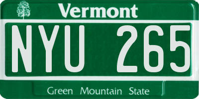 VT license plate NYU265