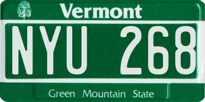 VT license plate NYU268