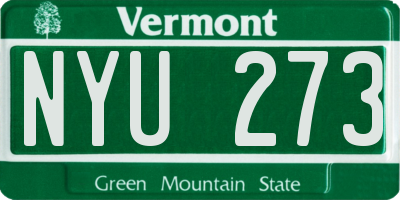 VT license plate NYU273