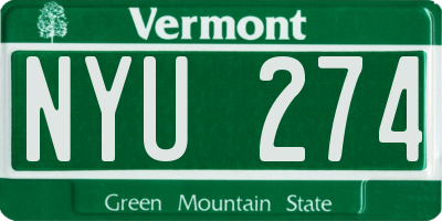 VT license plate NYU274
