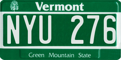 VT license plate NYU276