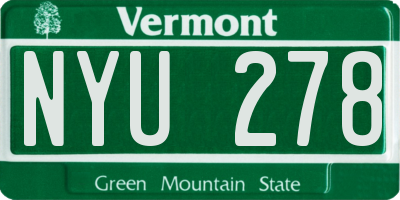 VT license plate NYU278