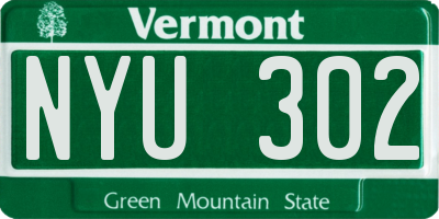 VT license plate NYU302