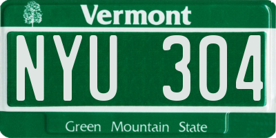 VT license plate NYU304