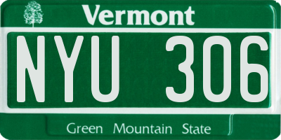 VT license plate NYU306