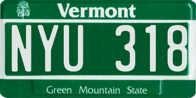 VT license plate NYU318