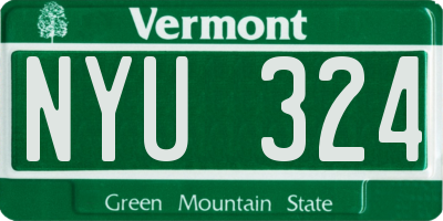 VT license plate NYU324