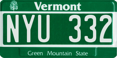 VT license plate NYU332