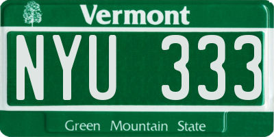 VT license plate NYU333