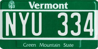 VT license plate NYU334