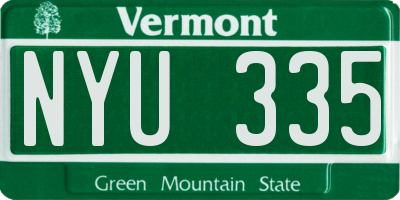 VT license plate NYU335