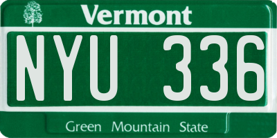 VT license plate NYU336