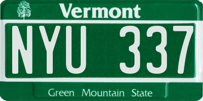 VT license plate NYU337