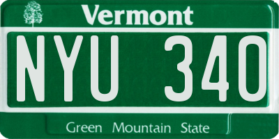 VT license plate NYU340