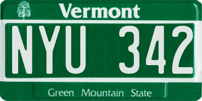 VT license plate NYU342