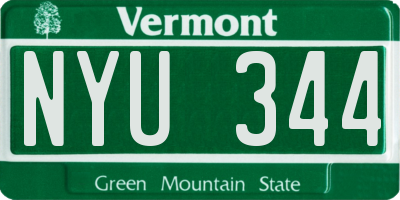 VT license plate NYU344