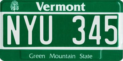 VT license plate NYU345