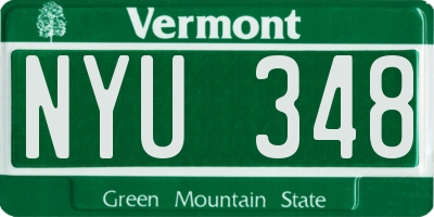 VT license plate NYU348