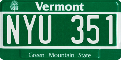 VT license plate NYU351