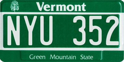 VT license plate NYU352