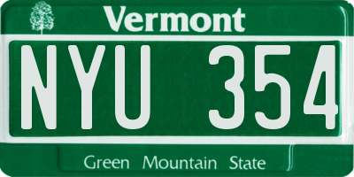 VT license plate NYU354