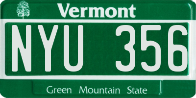 VT license plate NYU356