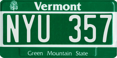 VT license plate NYU357