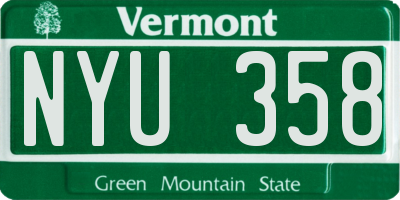 VT license plate NYU358
