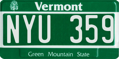 VT license plate NYU359
