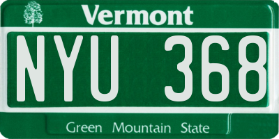 VT license plate NYU368