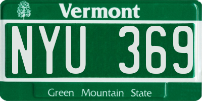 VT license plate NYU369