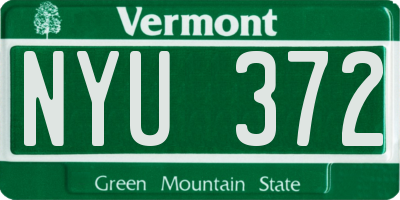 VT license plate NYU372