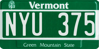 VT license plate NYU375