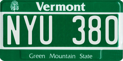 VT license plate NYU380
