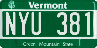 VT license plate NYU381