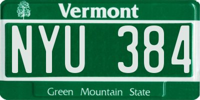 VT license plate NYU384