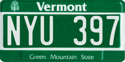 VT license plate NYU397