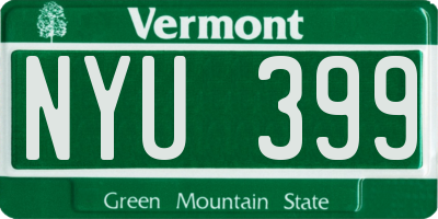 VT license plate NYU399