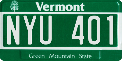 VT license plate NYU401