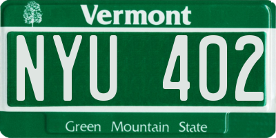 VT license plate NYU402